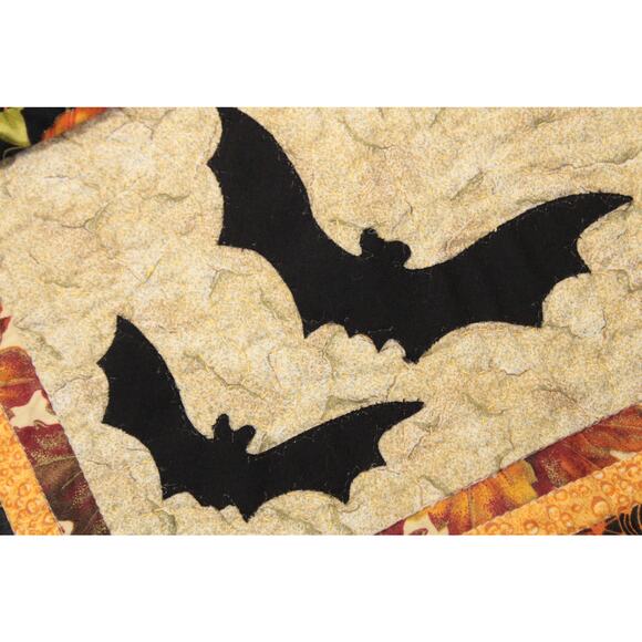 Double Sided Placemats & Runner Halloween Bats webs Fall Autumn leaves 7 pieces - Picture 7 of 14